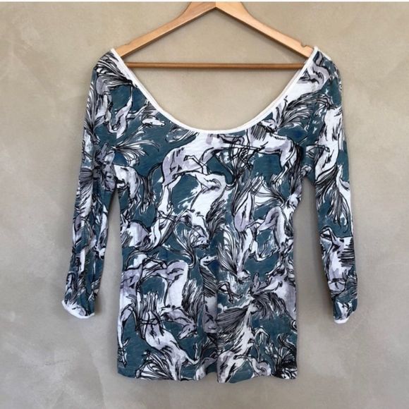 Postmark Horse Print Top NWOT Anthropologie - Picture 1 of 8